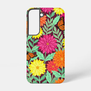 Abstract Dahlias Garden Butterflies Samsung Cases