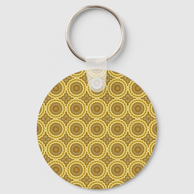 Abstract Daisies Key Ring (Front)