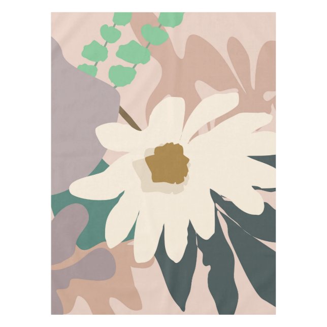 Abstract Daisy Floral Foliage Modern Home Decor  Tablecloth (Front)
