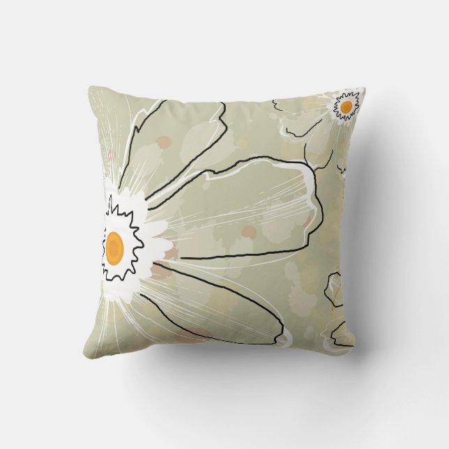 Abstract Daisy Flowers Cushion (Back)