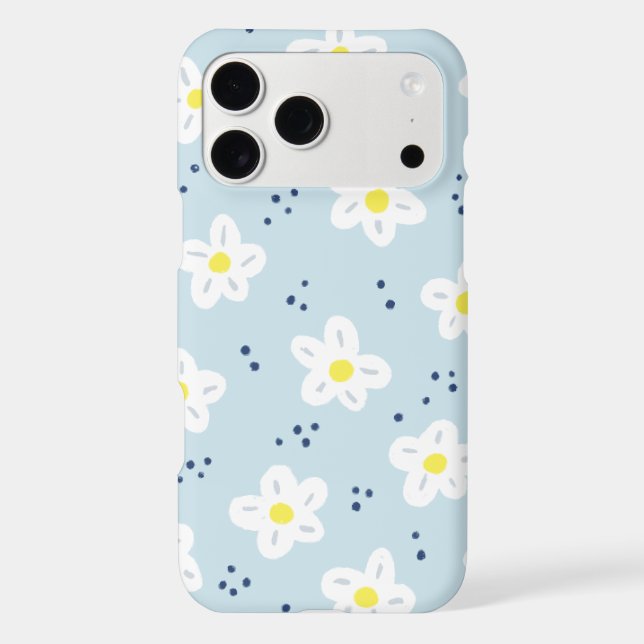 Abstract Daisy Sky Blue Flower Pattern (Back)