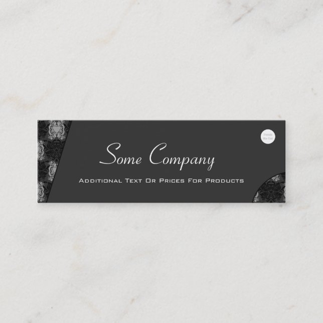 Abstract Damask (Black And White) Mini Business Card (Front)