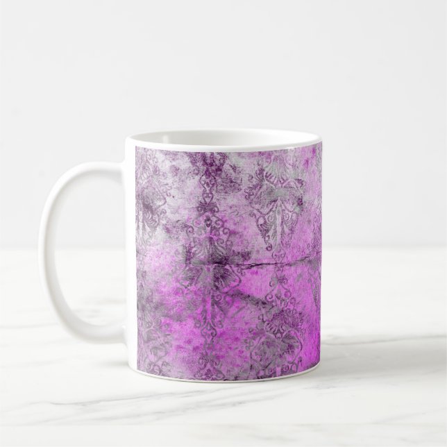 Abstract Damask Pink Print   Coffee Mug (Left)