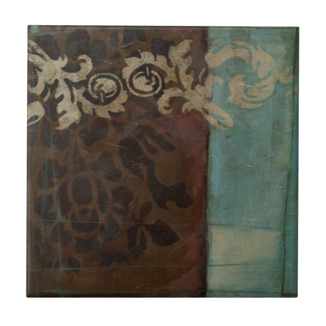 Abstract Damask Tapestry by Jennifer Goldberger Ceramic Tile (Front)