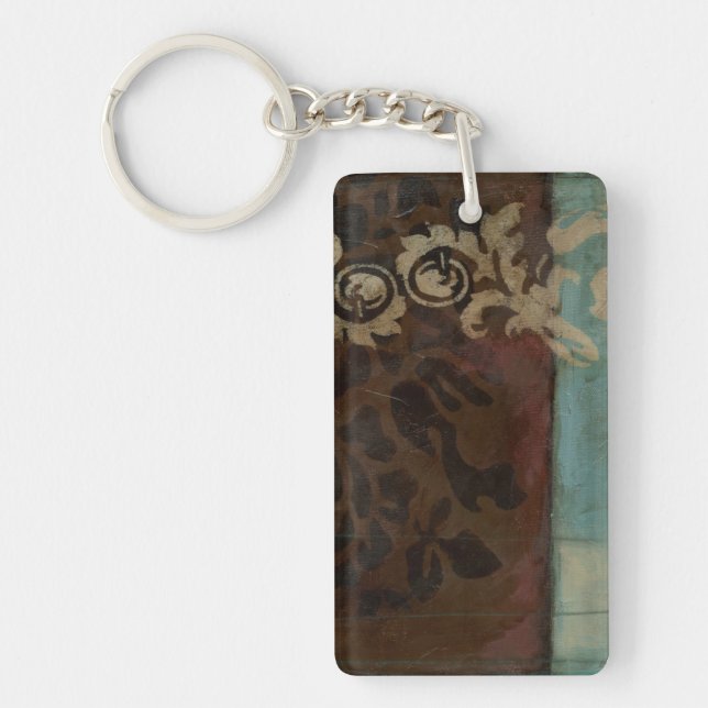 Abstract Damask Tapestry by Jennifer Goldberger Key Ring (Front)