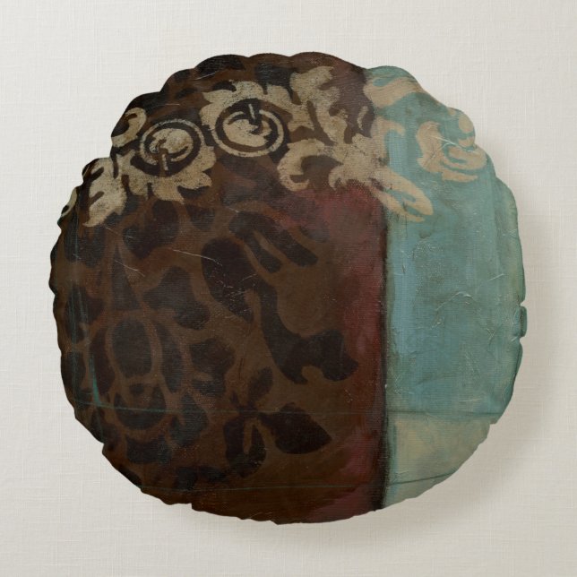 Abstract Damask Tapestry by Jennifer Goldberger Round Cushion (Front)