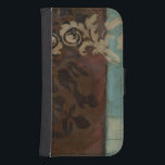Abstract Damask Tapestry by Jennifer Goldberger Samsung S4 Wallet Case<br><div class="desc">Brown battles turquoise in this abstract damask tapestry print by Jennifer Goldberger. The subtle patterns give the piece movement. Get yours today!</div>