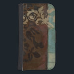 Abstract Damask Tapestry by Jennifer Goldberger Samsung S4 Wallet Case<br><div class="desc">Brown battles turquoise in this abstract damask tapestry print by Jennifer Goldberger. The subtle patterns give the piece movement. Get yours today!</div>