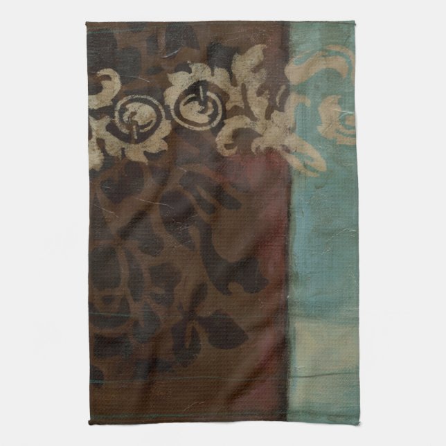 Abstract Damask Tapestry by Jennifer Goldberger Tea Towel (Vertical)