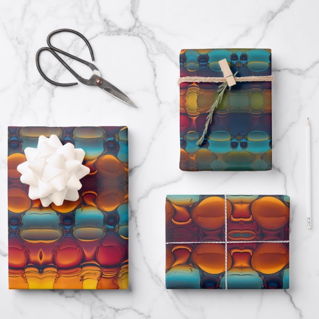 Abstract Dance of Oil and Water Wrapping Paper Sheet (Front)