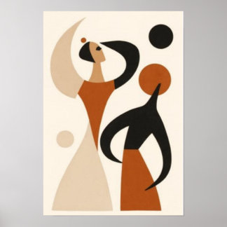 Abstract Dancing Figures Wall Art | Modern Minimal