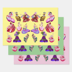 Abstract Dancing ladies dance music Collage art Wrapping Paper Sheet