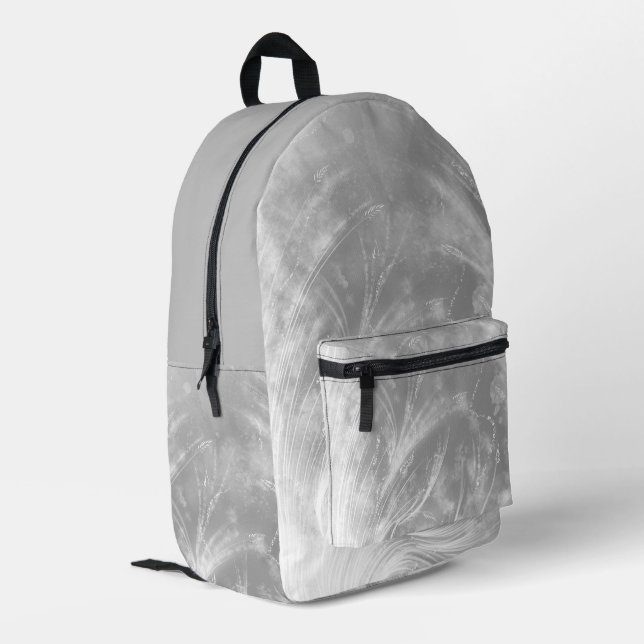 Abstract Dandelions & fireflies Gray  Printed Backpack (Back Corner Left)