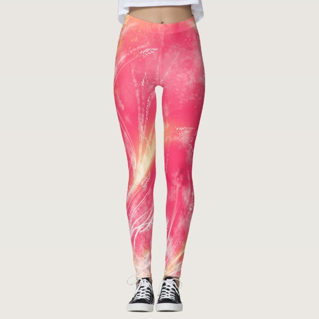 Abstract Dandelions & fireflies Red Leggings (Front)
