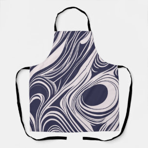 Abstract dark blue and grey liquid swirls design apron