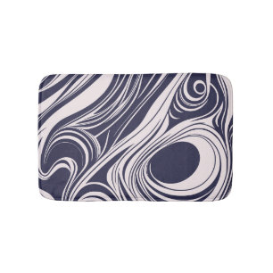 Abstract dark blue and grey liquid swirls design bath mat