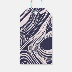 Abstract dark blue and grey liquid swirls design gift tags
