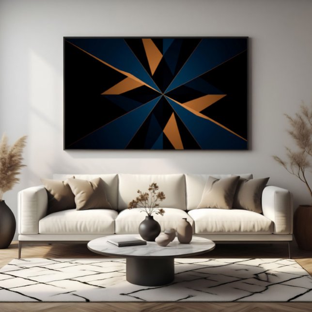 Abstract Dark Blue Brown Geometric Starburst Poster (Creator Uploaded)