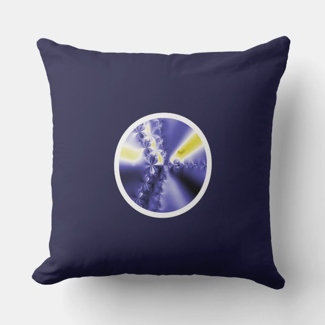 Abstract Dark Blue Fractal Cushion (Front)