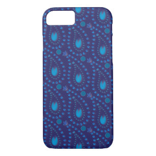 Abstract Dark Blue Paisley Tulip Floral pattern iPhone 8/7 Case