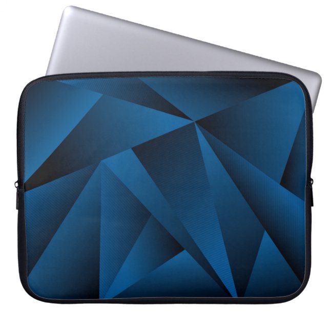 Abstract Dark Blue Polygonal Shapes Texture Laptop Sleeve (Front)