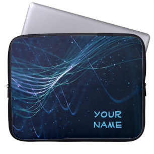 Abstract Dark Blue with Customisable Name Laptop Sleeve