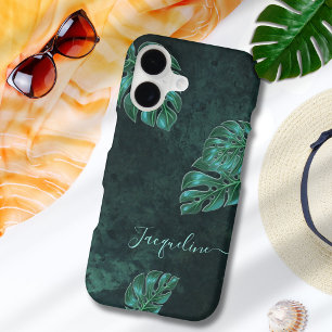 Abstract Dark Green Monstera Leaves