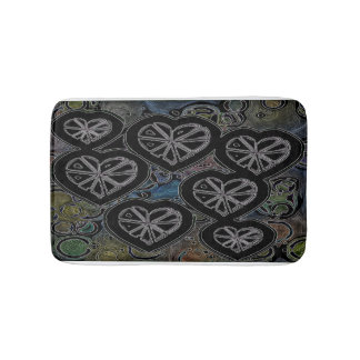Abstract dark hearts bath mat