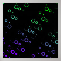 Abstract Dark Neon green purple circles spheres