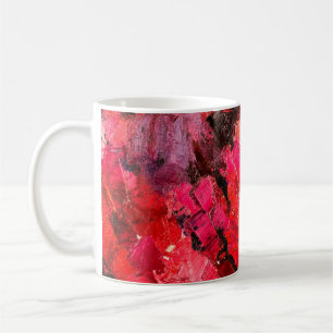 Abstract dark red oil painting on canvas. coffee mug