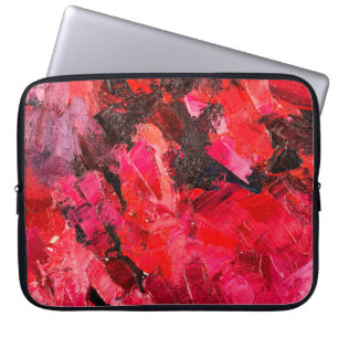 Abstract dark red oil painting on canvas. laptop sleeve