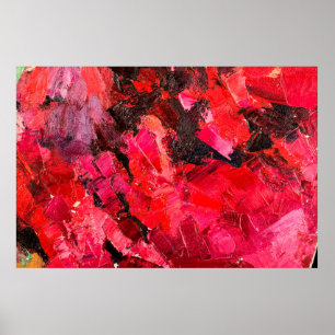 Abstract dark red oil painting on canvas. poster