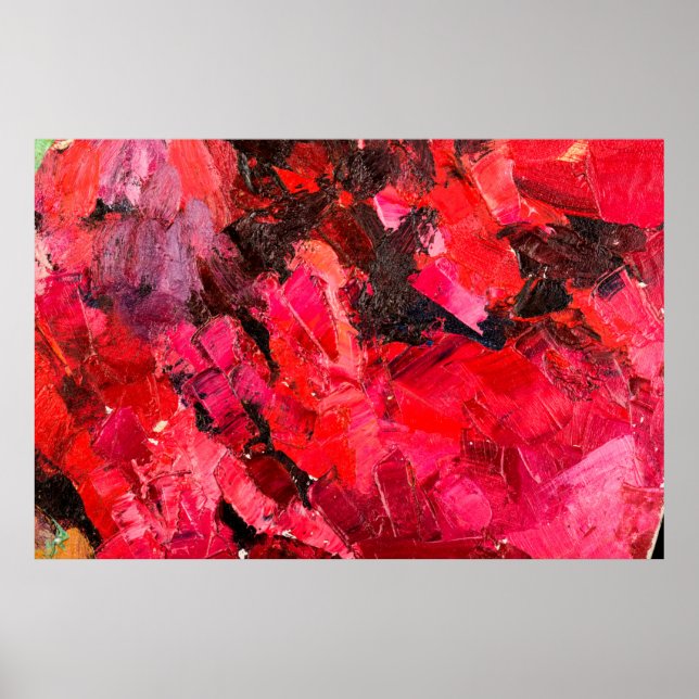 Abstract dark red oil painting on canvas. poster (Front)