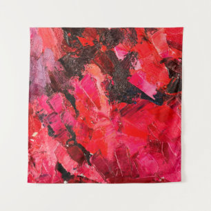 Abstract dark red oil painting on canvas. tapestry