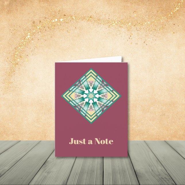 Abstract Deco, Teal, Mauve and Cream Note Cards (Personalize a greeting or name.)