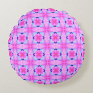 Abstract decorative geometric kaleidoscope texture round cushion