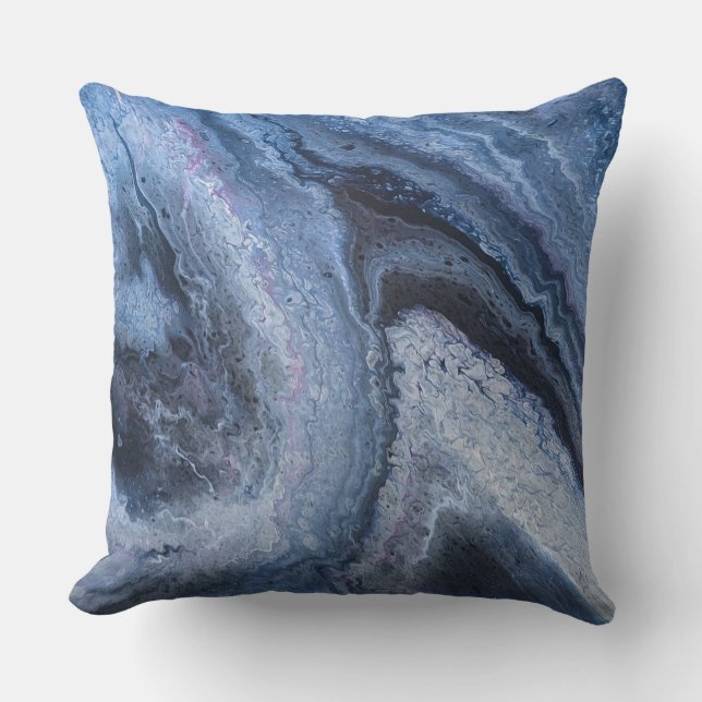Abstract Deep Blue Marbled Clouds Cushion (Front)