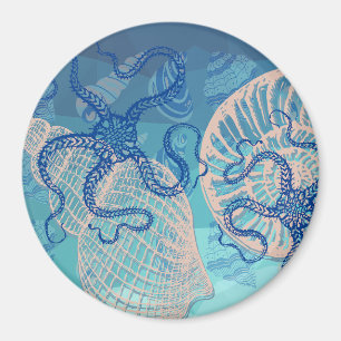 Abstract Deep Blue Sea Print 3" Magnet