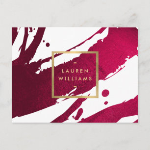 Abstract Deep Ruby Red Brushstrokes Postcard