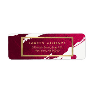 Abstract Deep Ruby Red Brushstrokes Return Address Label