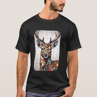 Abstract Deer Buck Design - Colourful Art for Mode T-Shirt