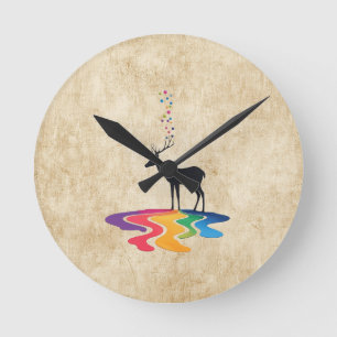 Abstract Deer Design Round Clock