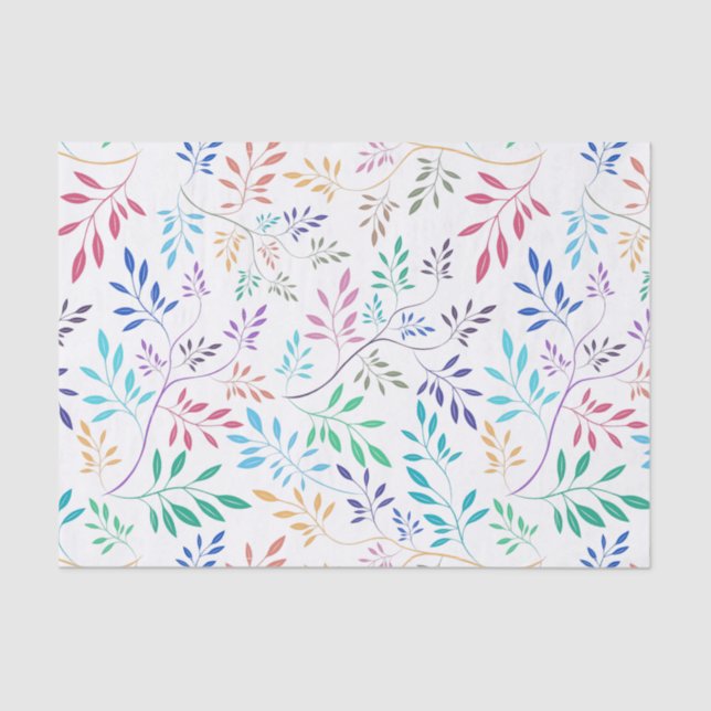 Abstract Delicate Colourful leafs Pattern Tissue Paper (Front)