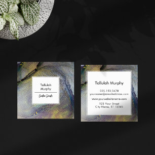 Abstract Denim Blue & Gold Alcohol Ink Liquid Art Square Business Card