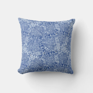 Abstract Denim Pockets Patchwork Seamless Pattern  Cushion