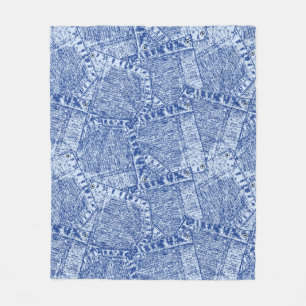 Abstract Denim Pockets Patchwork Seamless Pattern  Fleece Blanket