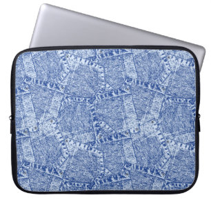 Abstract Denim Pockets Patchwork Seamless Pattern Laptop Sleeve