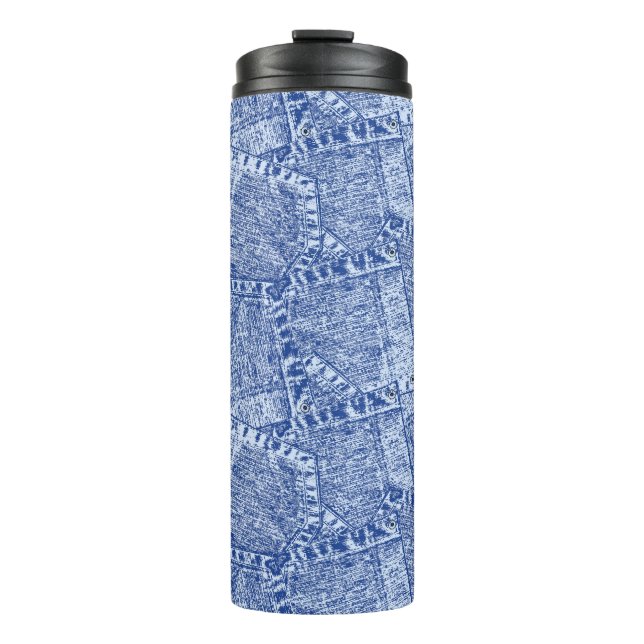 Abstract Denim Pockets Patchwork Seamless Pattern  Thermal Tumbler (Front)