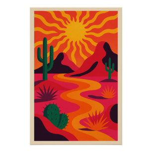 Abstract Desert at Sunset Poster