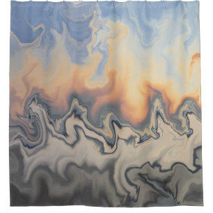 Abstract Design 84 fire Orange Blue Grey Shower Curtain